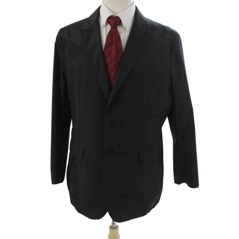 Burberry London Mens Blazer Black Polyamide Button Size 54